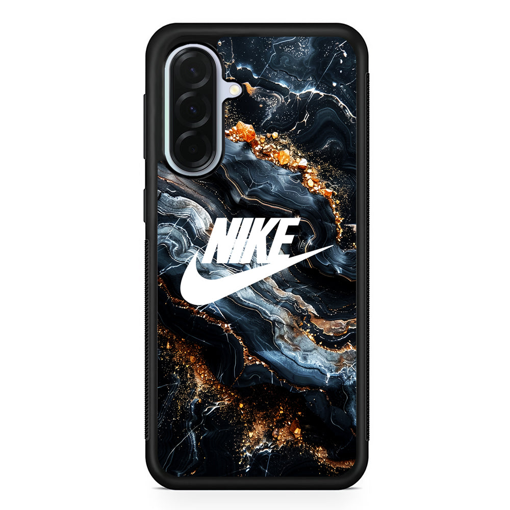 Nike Logo Grey Gold Stone Marble Samsung Galaxy A36 Case | Durable Samsung Galaxy A36 Protective Case