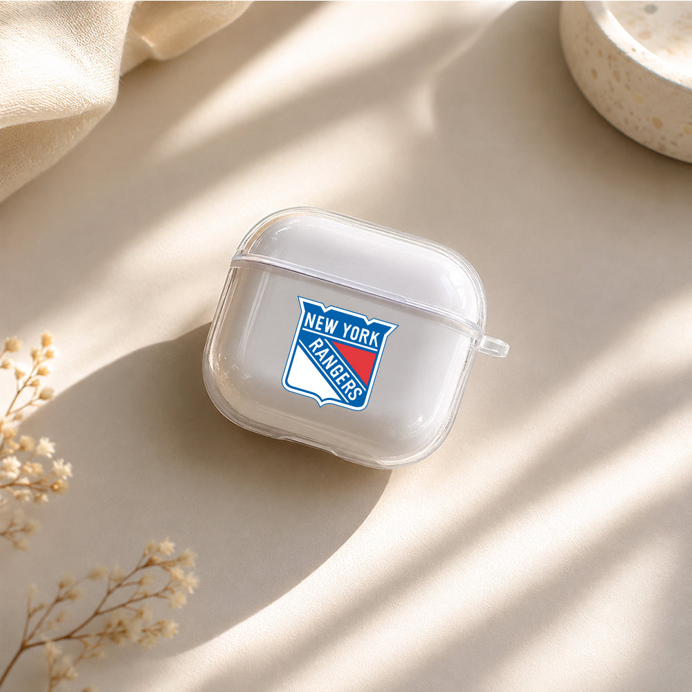 NHL New York Rangers Logo Protective Apple Airpods 4 Clear Case - Durable Clear Protection