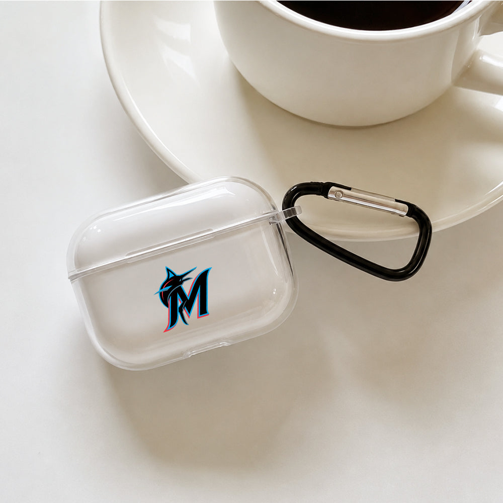 MLB Miami Marlins Symbol Protective Apple AirPods Pro 3 Clear Case | Shockproof Cover