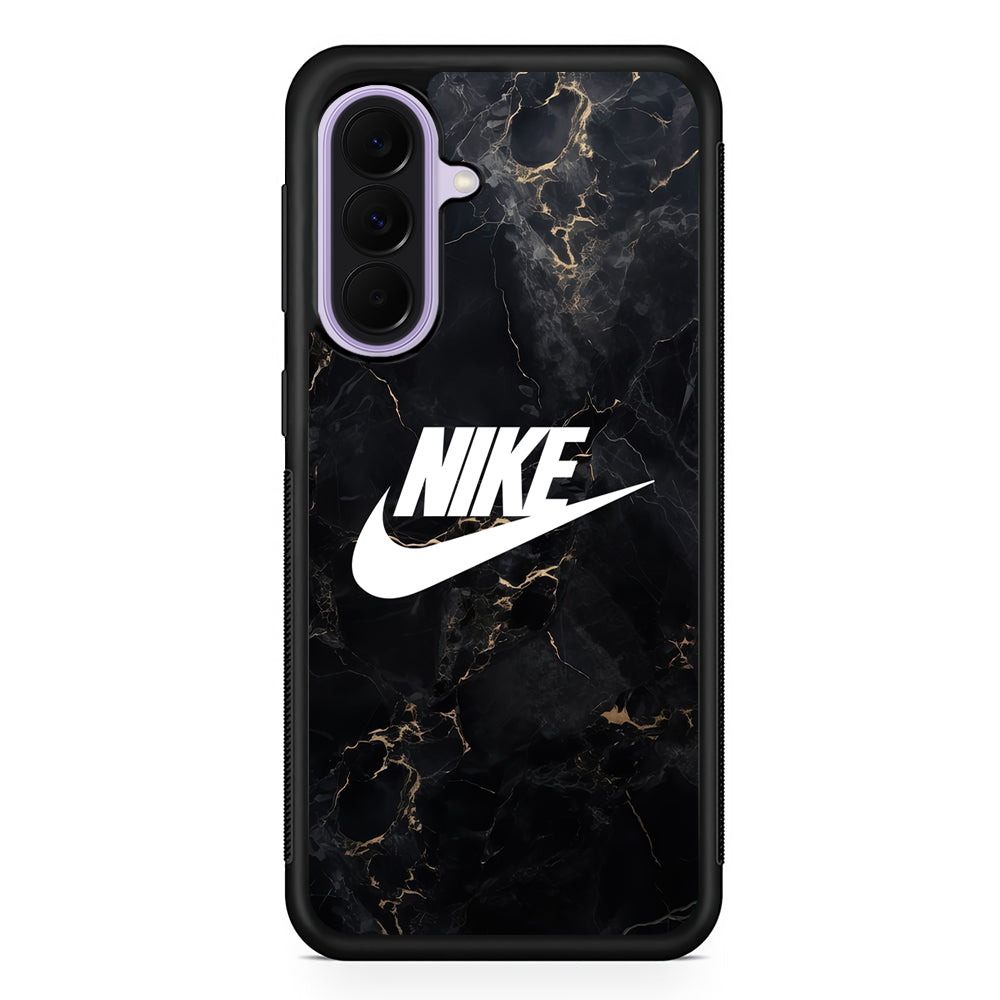 Nike Logo Black Stone Marble Samsung Galaxy A37 Case | Samsung Galaxy A37 Rubber Protective Case