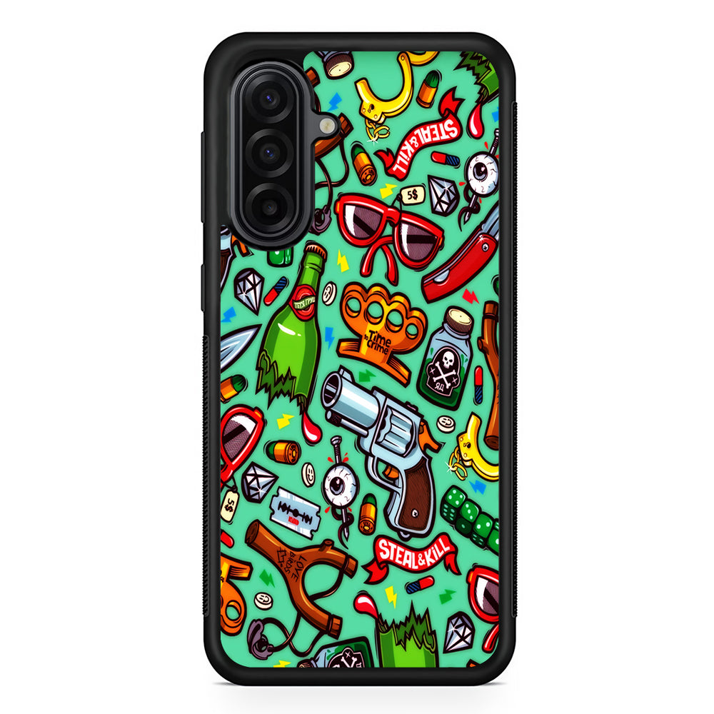 Doodle Sticker Bomb Samsung Galaxy A17 Case | Durable Rubber Samsung Galaxy A17 Phone Case