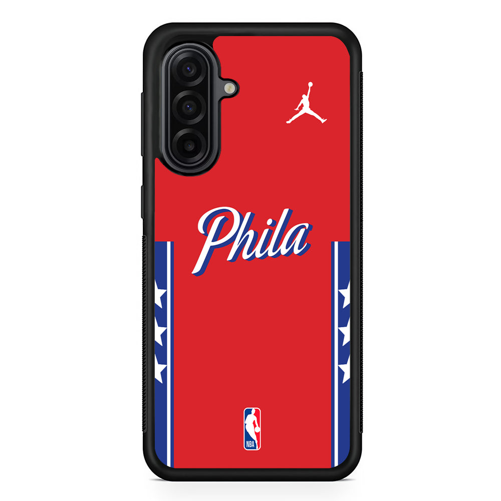 NBA Philadelphia 76ers Red Jordan Samsung Galaxy A17 Case | Durable Rubber Samsung Galaxy A17 Phone Case