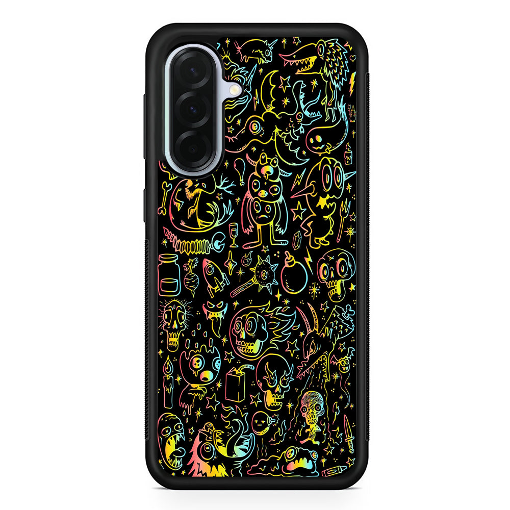 Doodle Monsters Black Samsung Galaxy A36 Case | Durable Samsung Galaxy A36 Protective Case