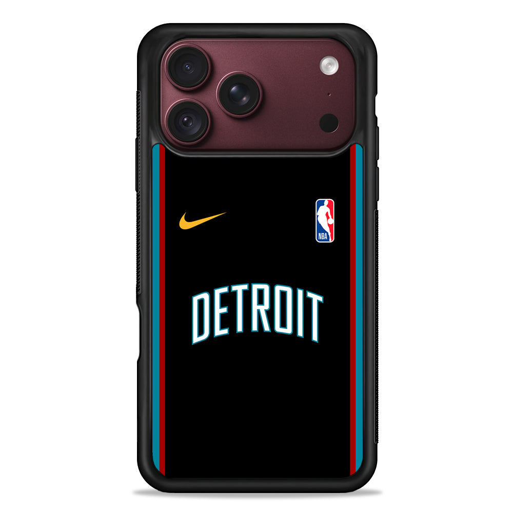 NBA Detroit Pistons Black Nike iPhone 18 Pro Max Case – Slim Silicone Protective Cover
