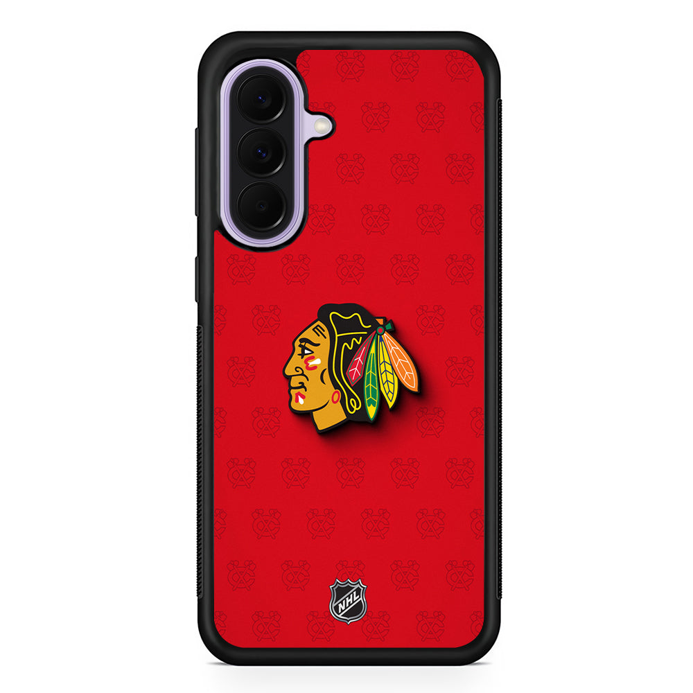 NHL Chicago Blackhawks Pattern Samsung Galaxy A37 Case | Samsung Galaxy A37 Rubber Protective Case