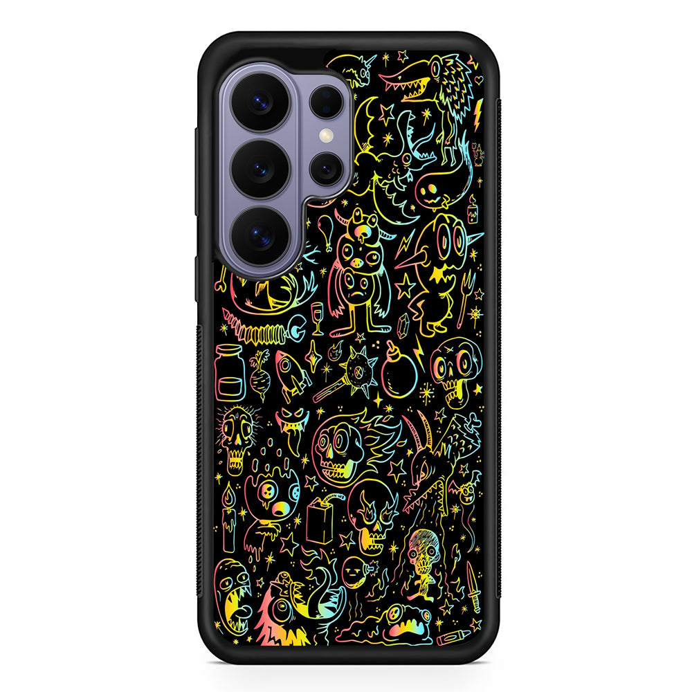 Doodle Monsters Black Samsung Galaxy S26 Ultra Case | Protective Rubber Cover