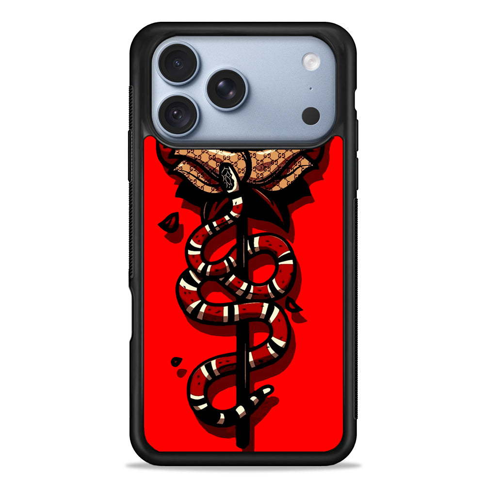 Red Rose Red Snake iPhone 18 Pro Case - iPhone 18 Pro Silicone Case