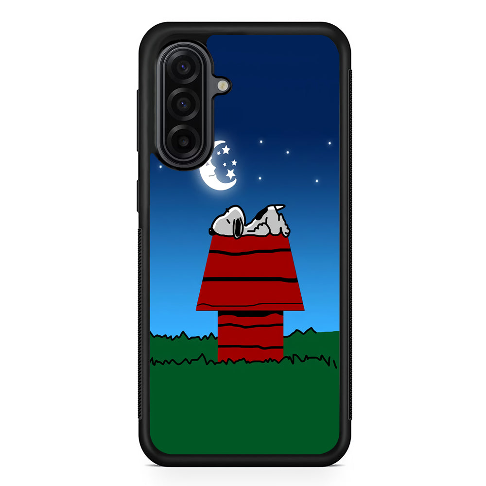 Snoopy Sleeps at Night Samsung Galaxy A17 Case | Durable Rubber Samsung Galaxy A17 Phone Case