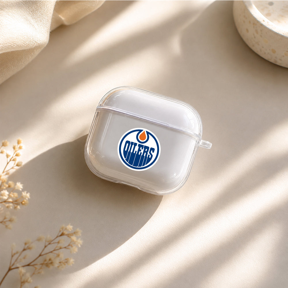 NHL Edmonton Oilers Logo Protective Apple Airpods 4 Clear Case - Durable Clear Protection