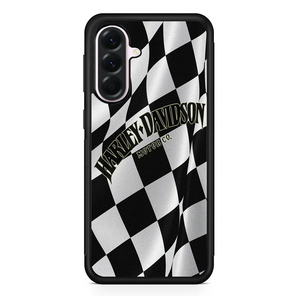 Harley Davidson Black White Flag Samsung Galaxy A56 Case | Samsung Galaxy A56 Protective Rubber Case