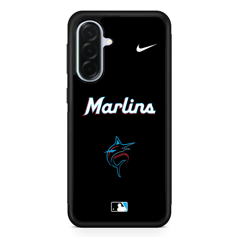 MLB Miami Marlins Black Nike Samsung Galaxy A36 Case | Durable Samsung Galaxy A36 Protective Case