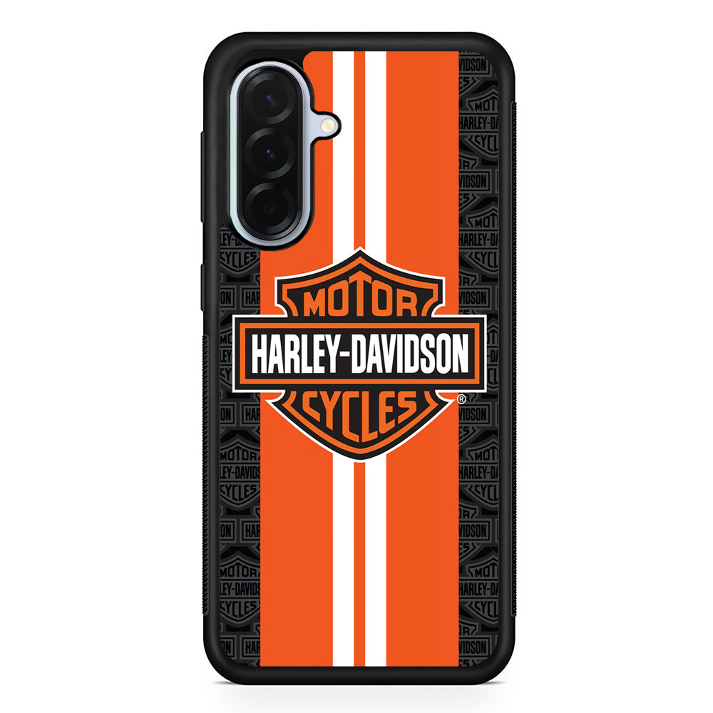 Harley Davidson White Striped Orange Samsung Galaxy A36 Case | Durable Samsung Galaxy A36 Protective Case