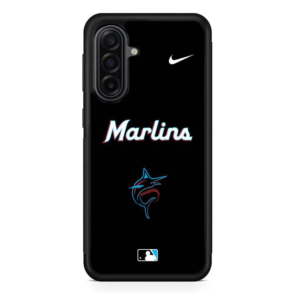 MLB Miami Marlins Black Nike Samsung Galaxy A17 Case | Durable Rubber Samsung Galaxy A17 Phone Case