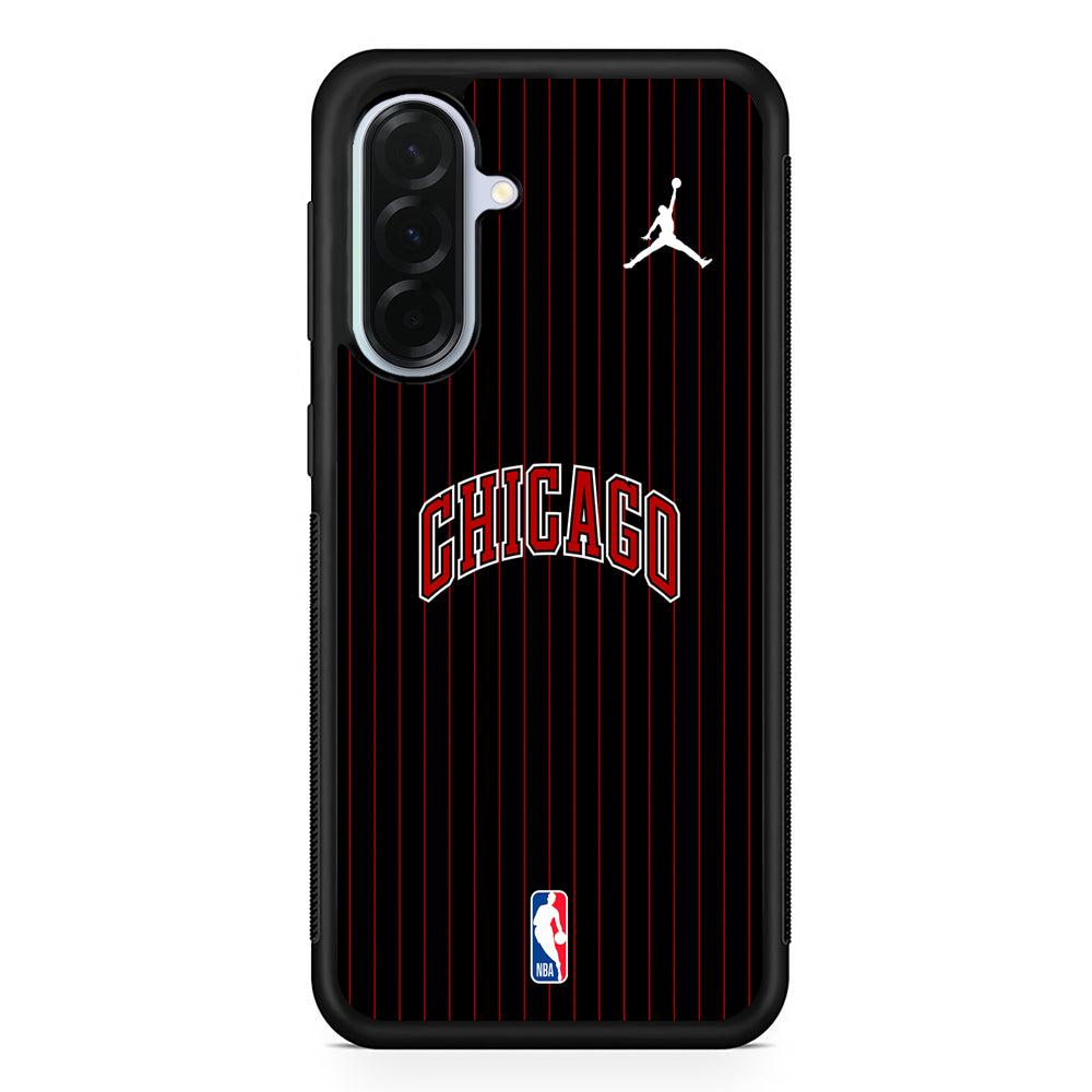 NBA Chicago Bulls Black Jordan Samsung Galaxy A36 Case | Durable Samsung Galaxy A36 Protective Case