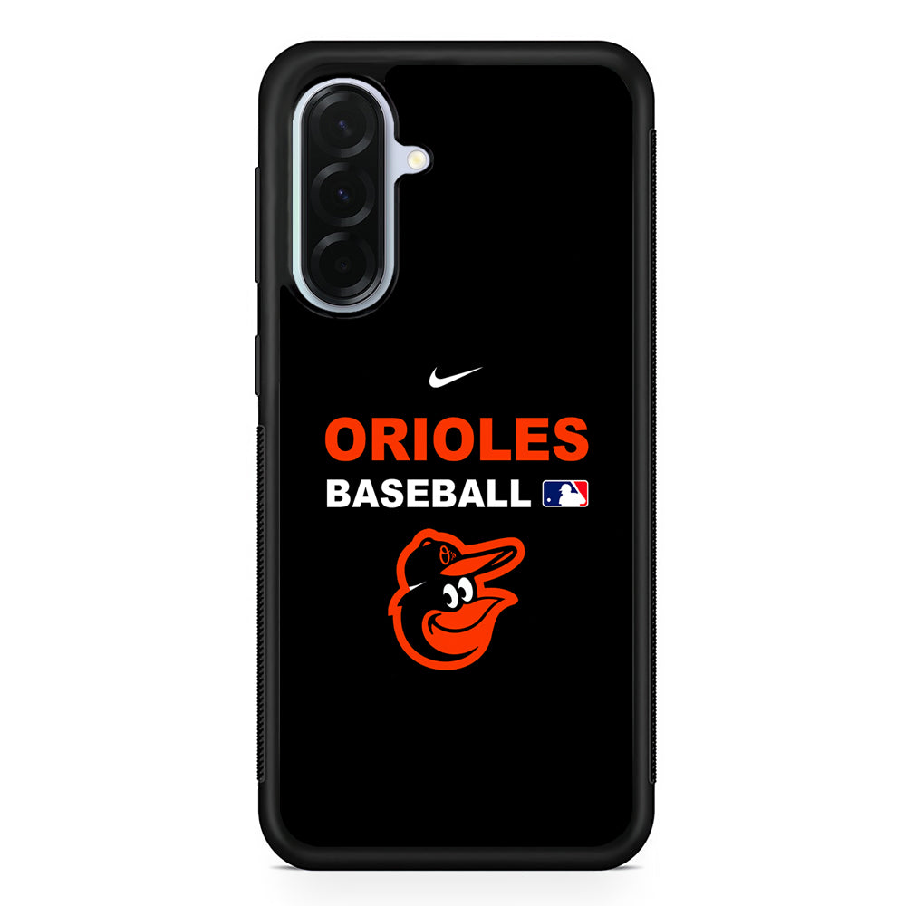 MLB Baltimore Orioles Black Nike Samsung Galaxy A36 Case | Durable Samsung Galaxy A36 Protective Case