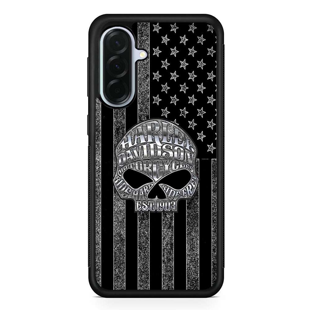 Harley Davidson US Flag Silver Samsung Galaxy A36 Case | Durable Samsung Galaxy A36 Protective Case