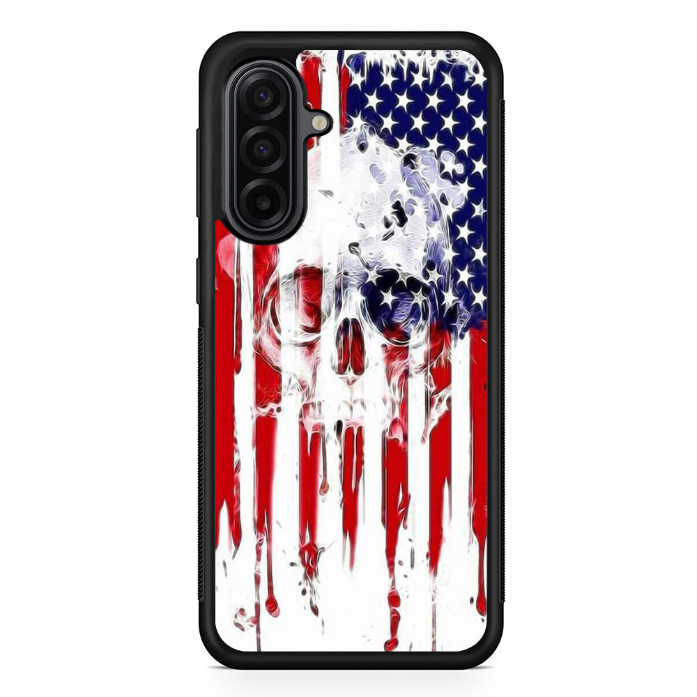 USA Flag Skull Samsung Galaxy A17 Case | Durable Rubber Samsung Galaxy A17 Phone Case