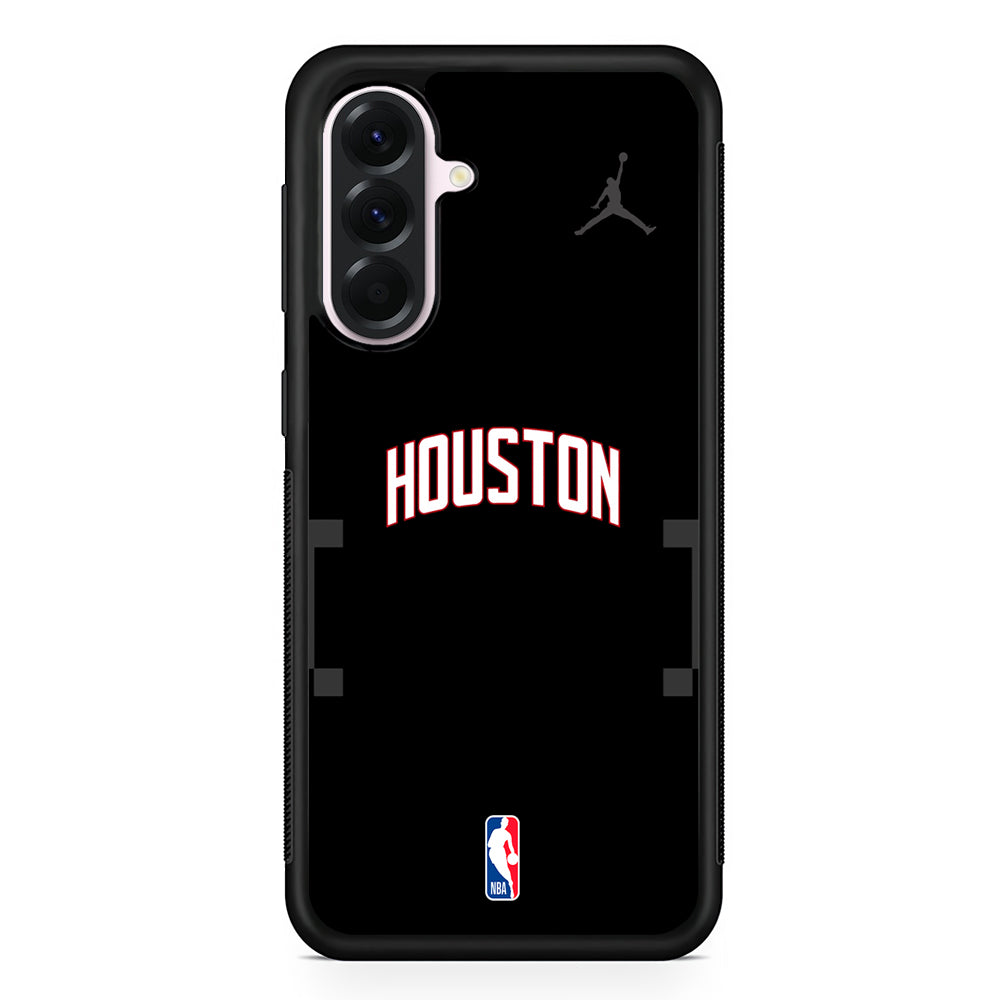NBA Houston Rockets Black Jordan Samsung Galaxy A56 Case | Samsung Galaxy A56 Protective Rubber Case