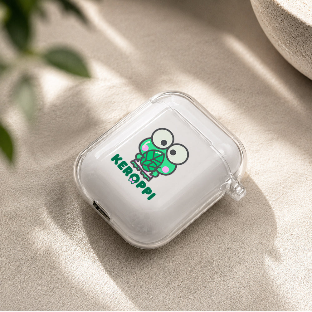 Keroppi Playing Leaves Protective Clear Case Cover For Apple Airpods | Soft Silicone AirPods 1 / 2 Case | Protective Cover