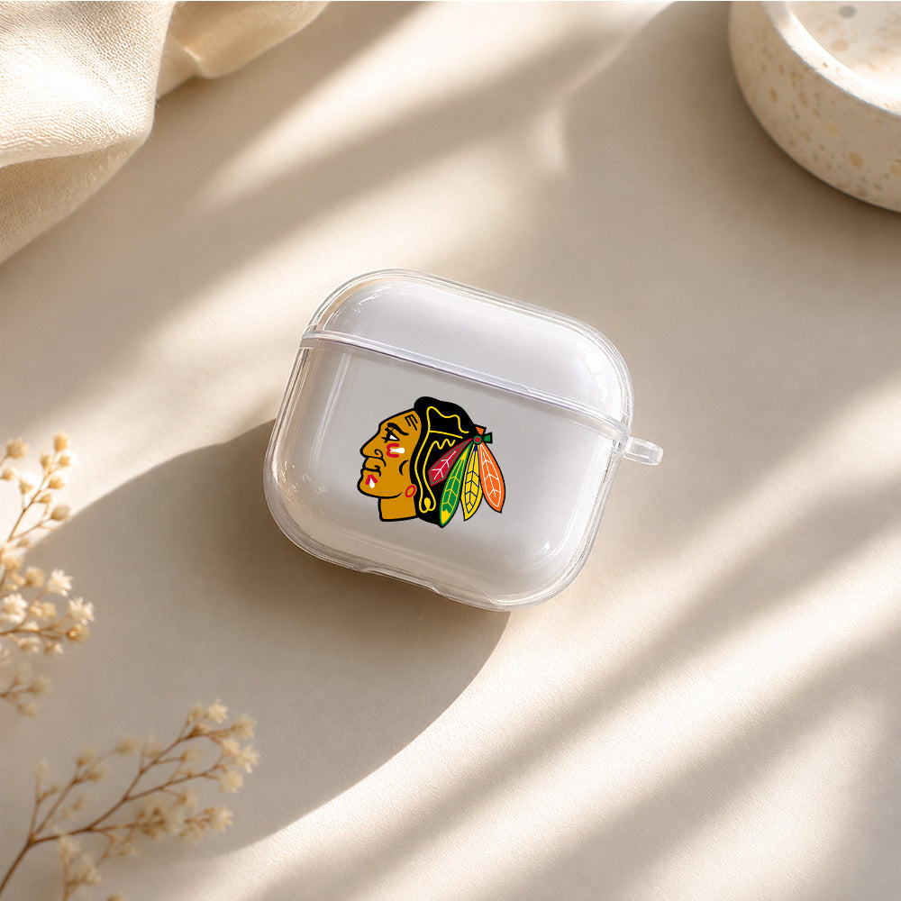 NHL Chicago Blackhawks Logo Protective Apple Airpods 4 Clear Case - Durable Clear Protection