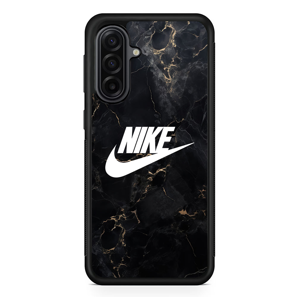 Nike Logo Black Stone Marble Samsung Galaxy A17 Case | Durable Rubber Samsung Galaxy A17 Phone Case