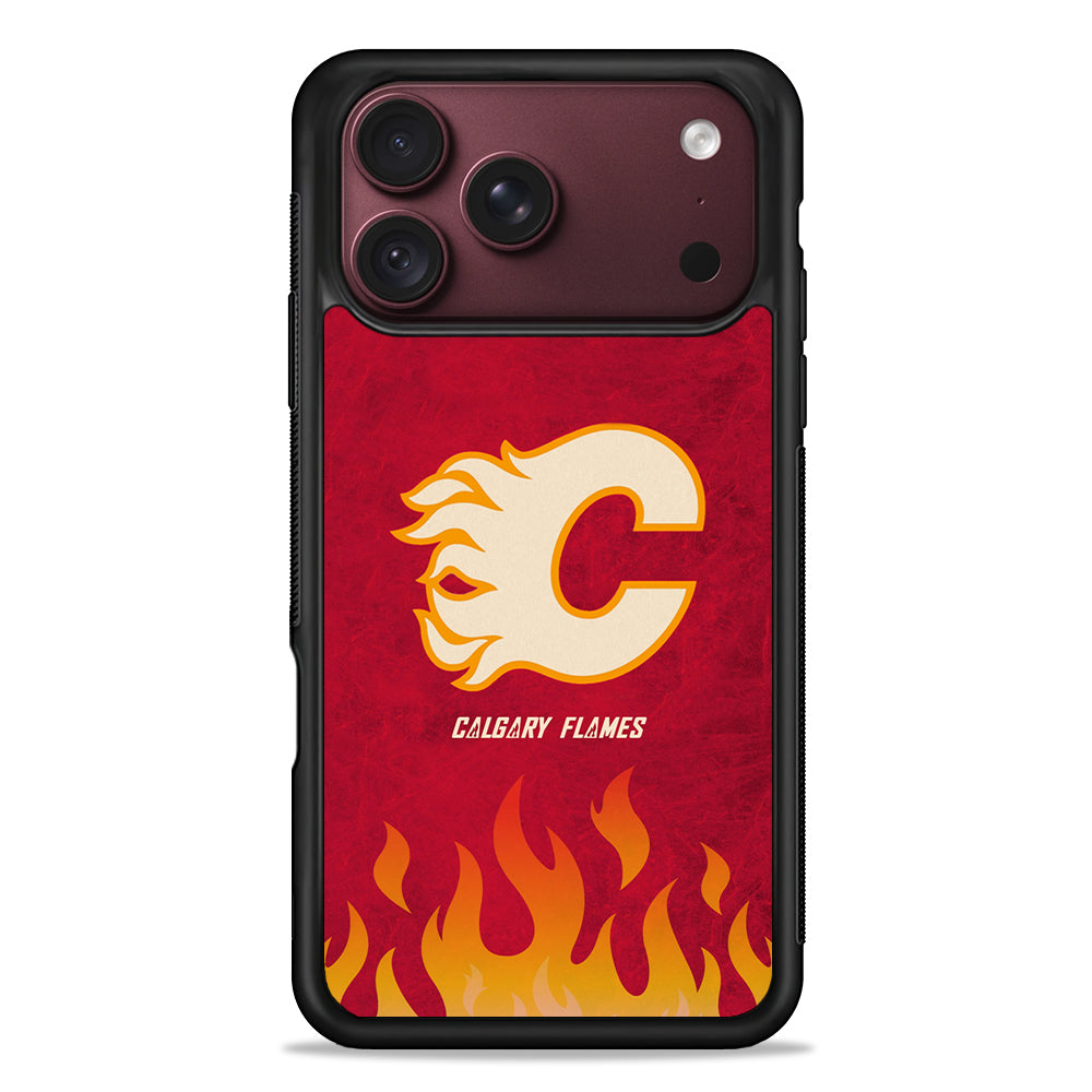 NHL Calgary Flames Red Fire iPhone 18 Pro Max Case – Slim Silicone Protective Cover