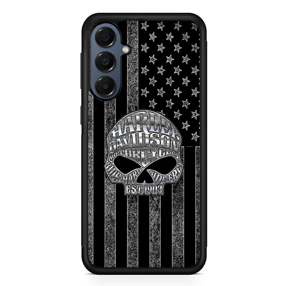 Harley Davidson US Flag Silver Samsung Galaxy A16 Case | Slim Protective Cover for Samsung Galaxy A16