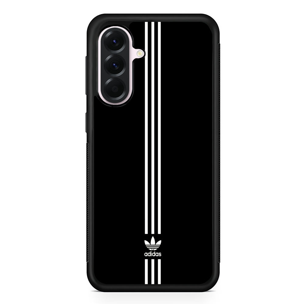 Adidas Black Three Lines Samsung Galaxy A56 Case | Samsung Galaxy A56 Protective Rubber Case