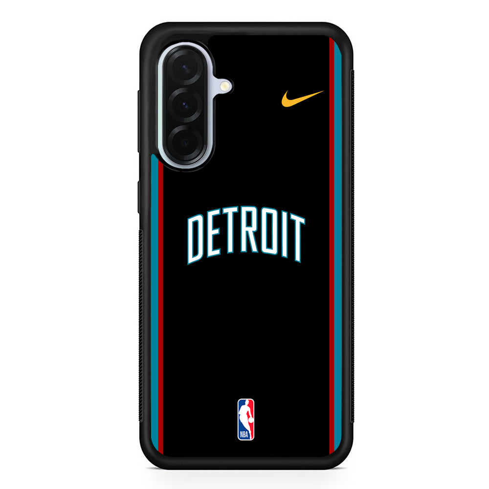 NBA Detroit Pistons Black Nike Samsung Galaxy A36 Case | Durable Samsung Galaxy A36 Protective Case