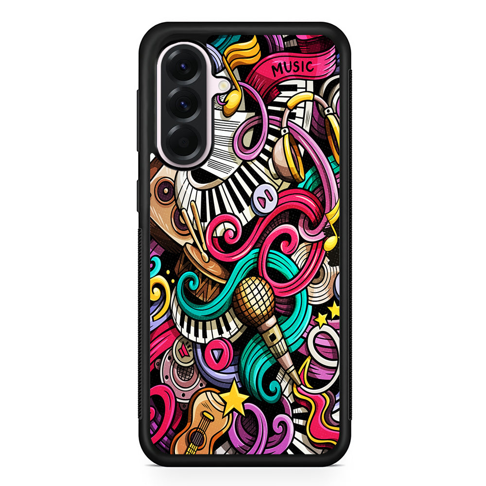 Music Doodle Art Samsung Galaxy A56 Case | Samsung Galaxy A56 Protective Rubber Case