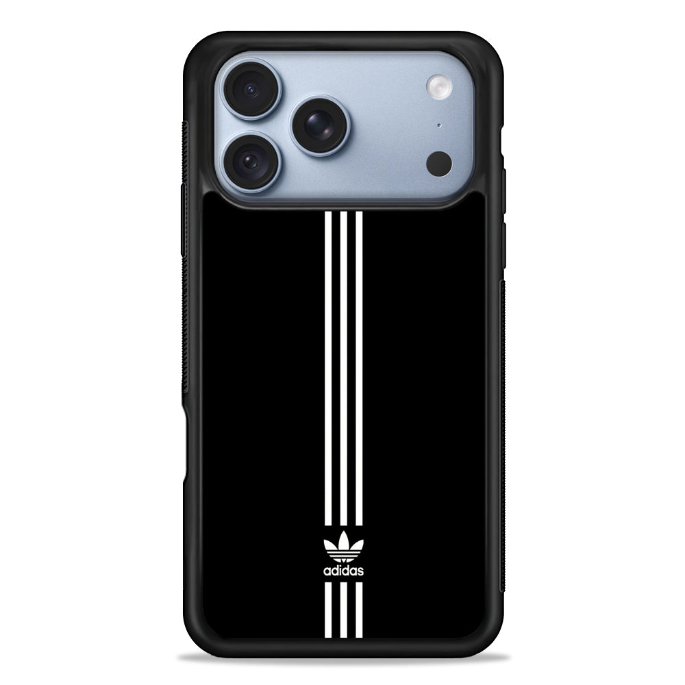 Adidas Black Three Lines iPhone 18 Pro Case - iPhone 18 Pro Silicone Case