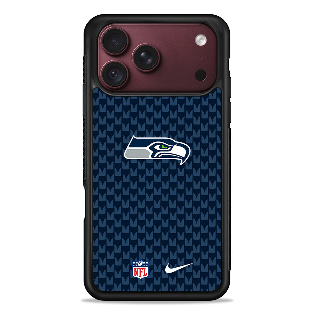 NFL Seattle Seahawks Pattern Nike iPhone 18 Pro Max Case – Slim Silicone Protective Cover