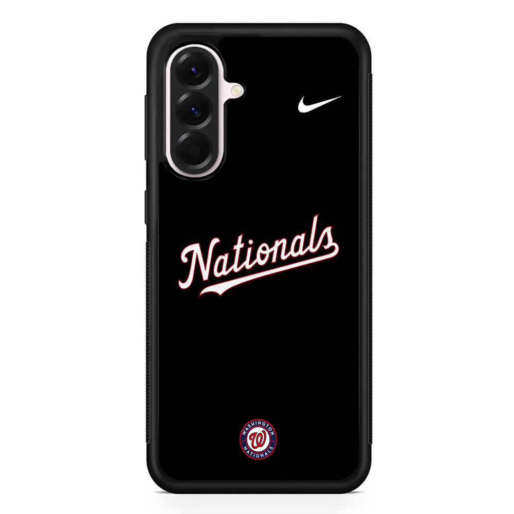 MLB Washington Nationals Black Nike Samsung Galaxy A56 Case | Samsung Galaxy A56 Protective Rubber Case