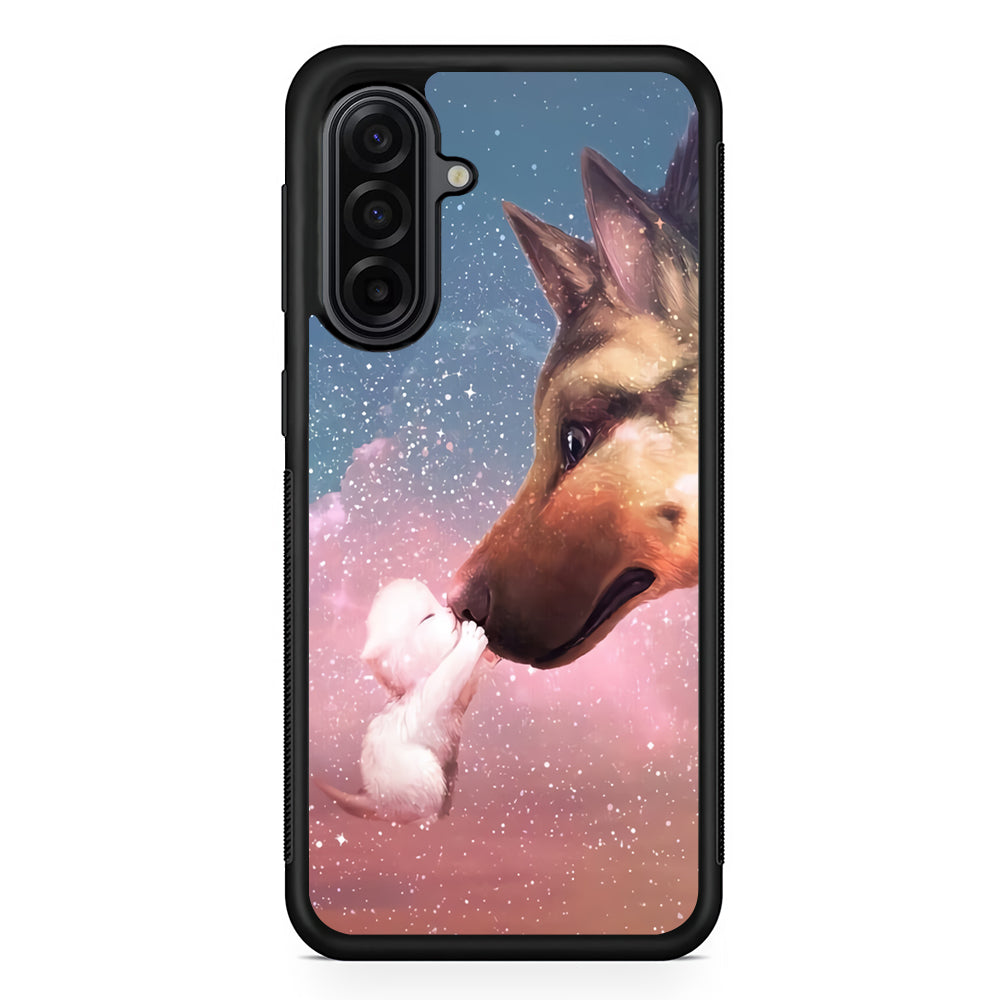 Cute Cat Kiss Dog Samsung Galaxy A17 Case | Durable Rubber Samsung Galaxy A17 Phone Case