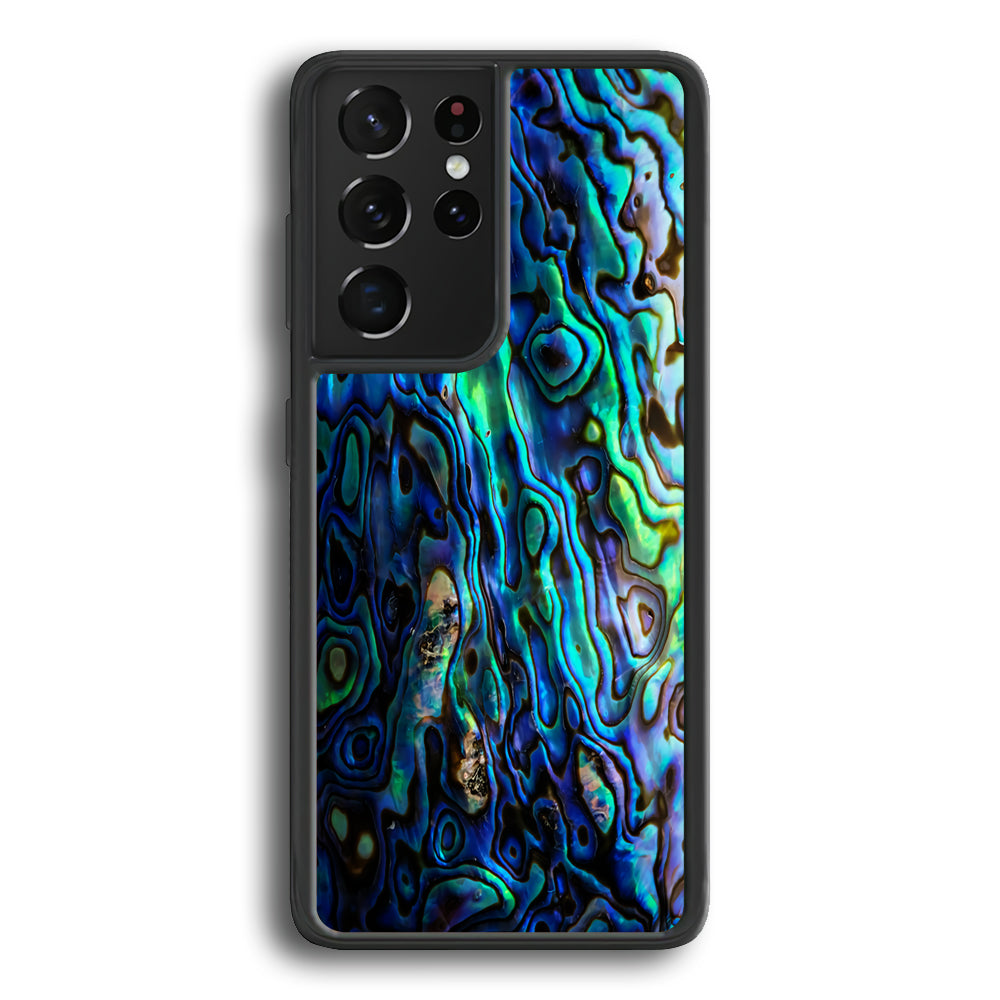 Abalone Shell Blue Samsung Galaxy S21 Ultra Case-Phone Case-Rubber Black (2D Case)-Altracase