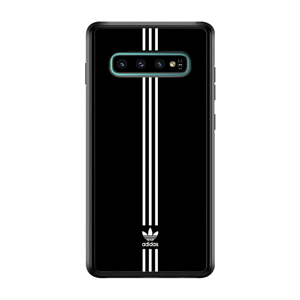 Adidas Black Three Lines Samsung Galaxy S10 Case-Mobile Phone Case-Rubber Black (2D Case)-Altracase