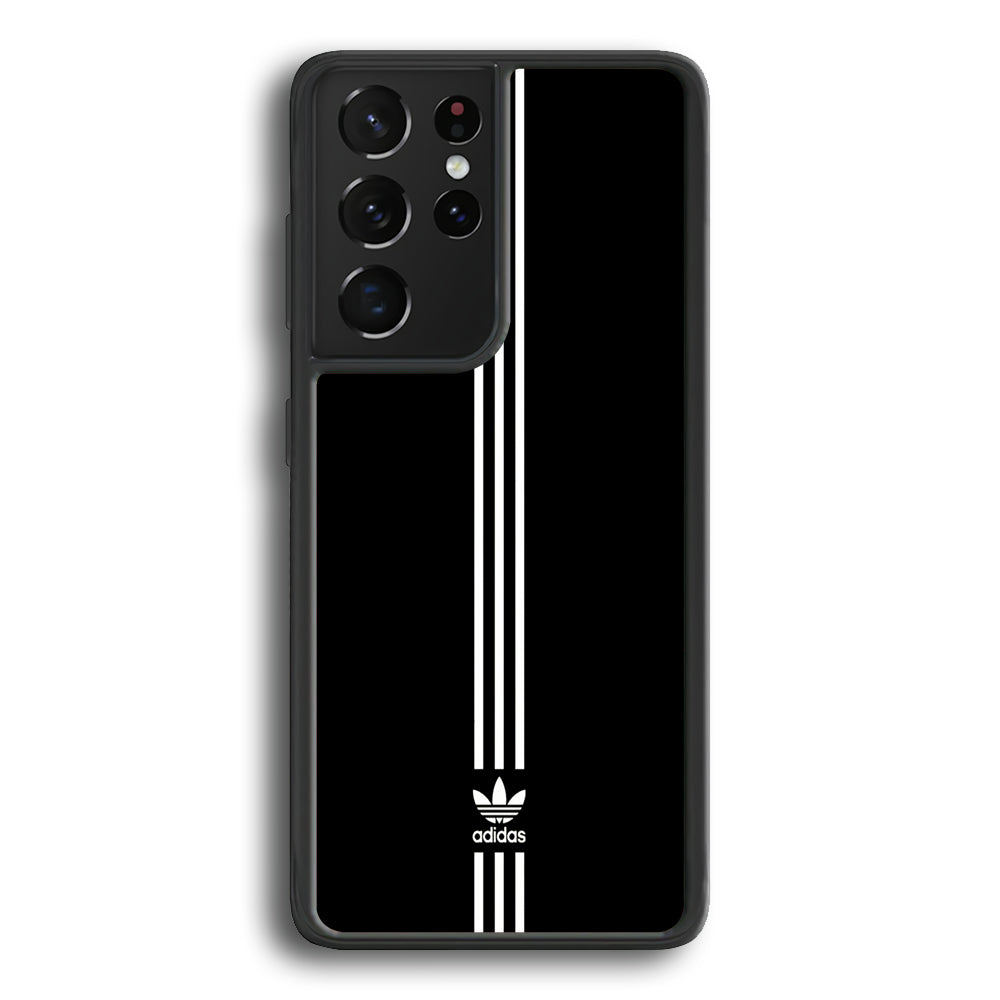 Adidas Black Three Lines Samsung Galaxy S21 Ultra Case-Mobile Phone Case-Rubber Black (2D Case)-Altracase