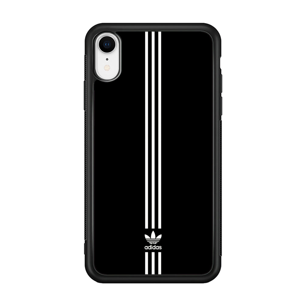 Adidas Black Three Lines iPhone XR Case-Mobile Phone Case-Rubber Black (2D Case)-Altracase