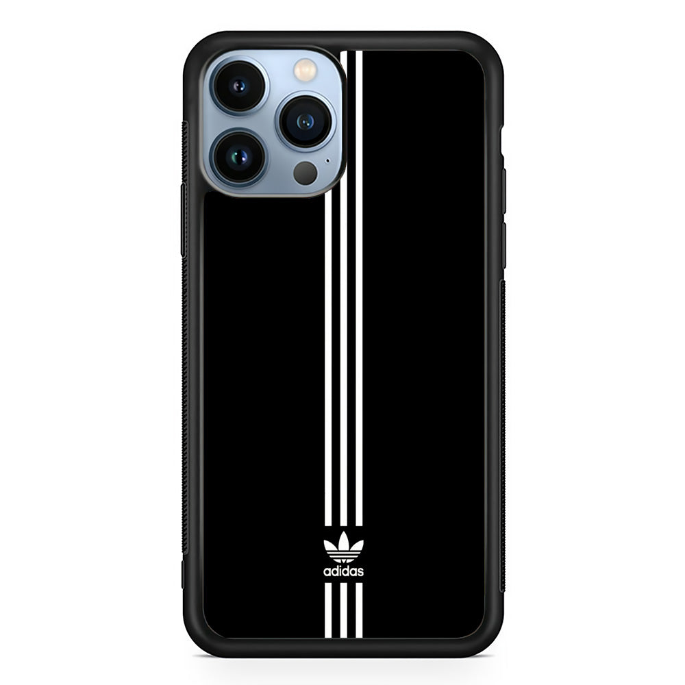 Adidas Black Three Lines iPhone 15 Pro Case-Mobile Phone Case-Rubber Black (2D Case)-Altracase