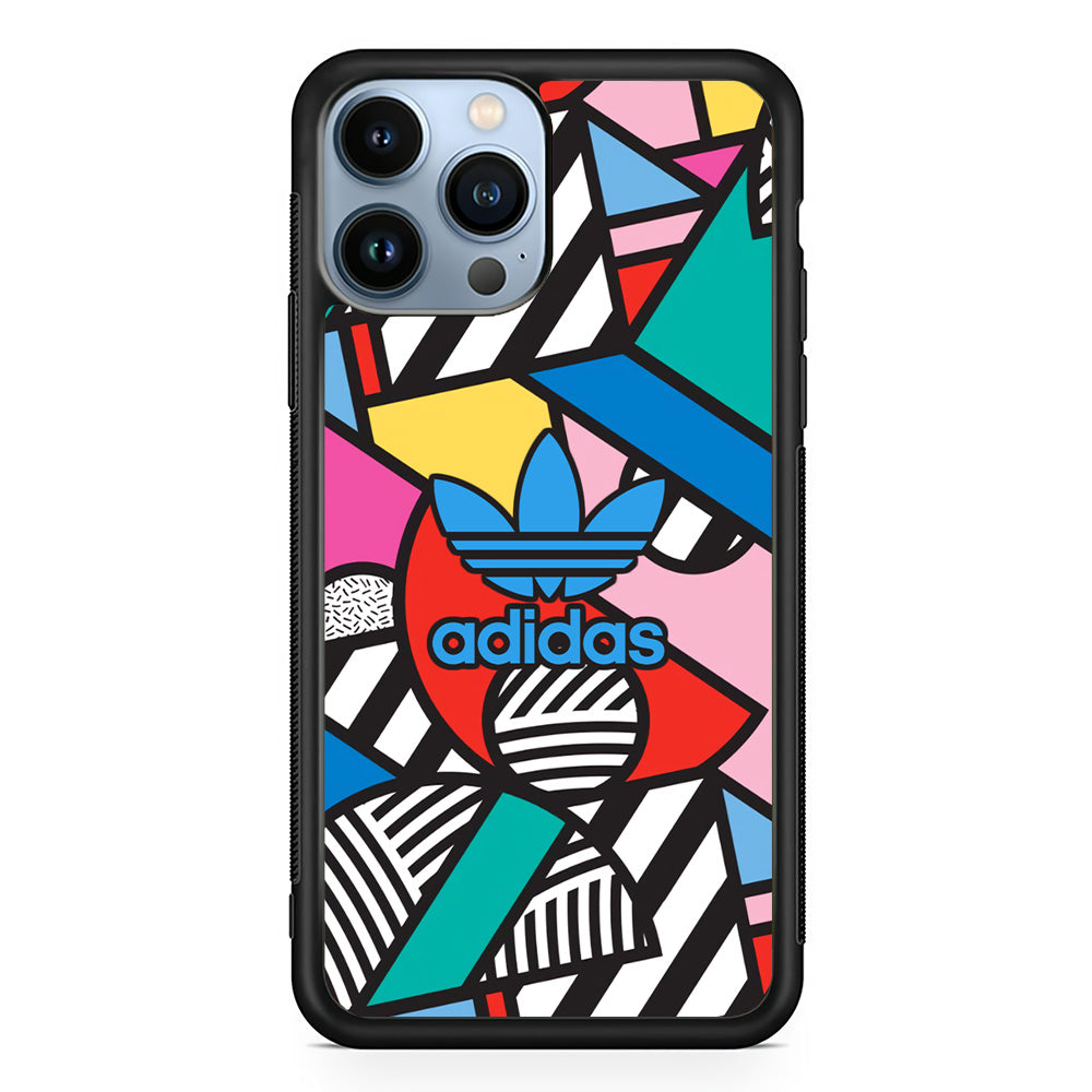 Adidas Collage of Shape Color iPhone 15 Pro Case-Mobile Phone Case-Rubber Black (2D Case)-Altracase