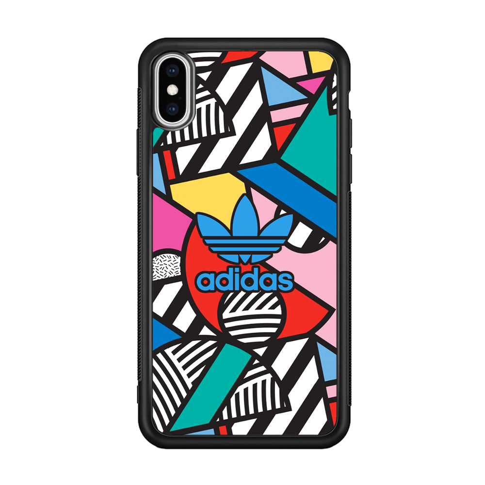 Adidas Collage of Shape Color iPhone Xs Case-Mobile Phone Case-Rubber Black (2D Case)-Altracase