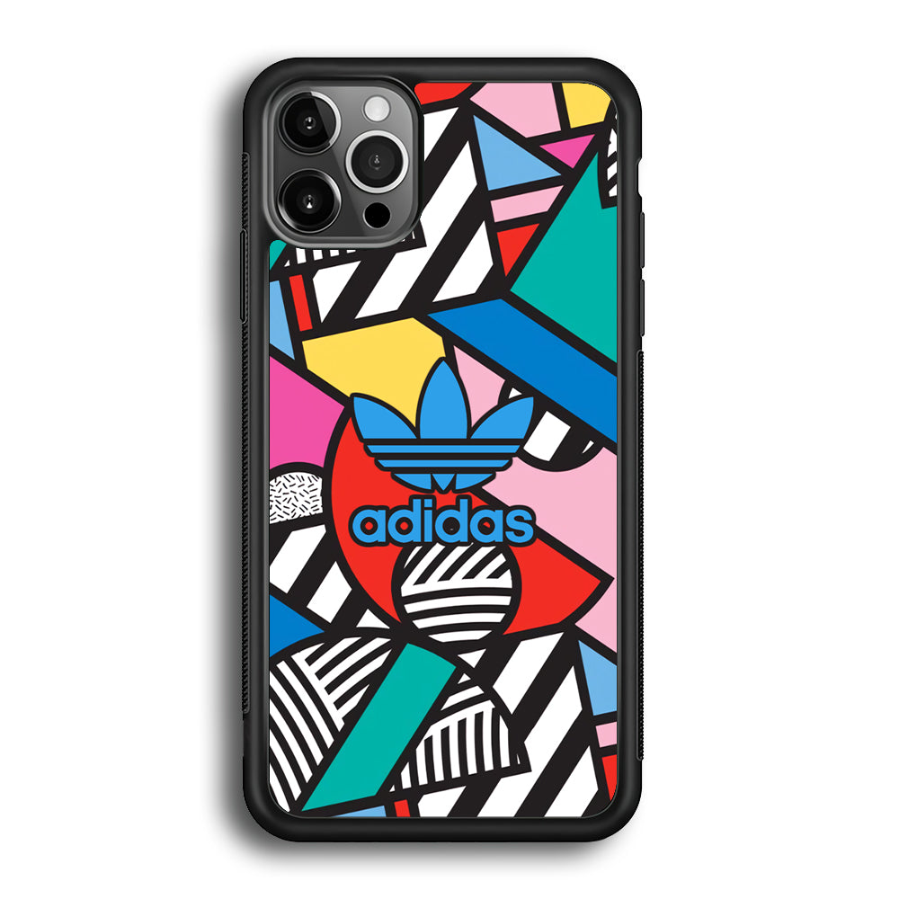 Adidas Collage of Shape Color iPhone 12 Pro Case-Mobile Phone Case-Rubber Black (2D Case)-Altracase
