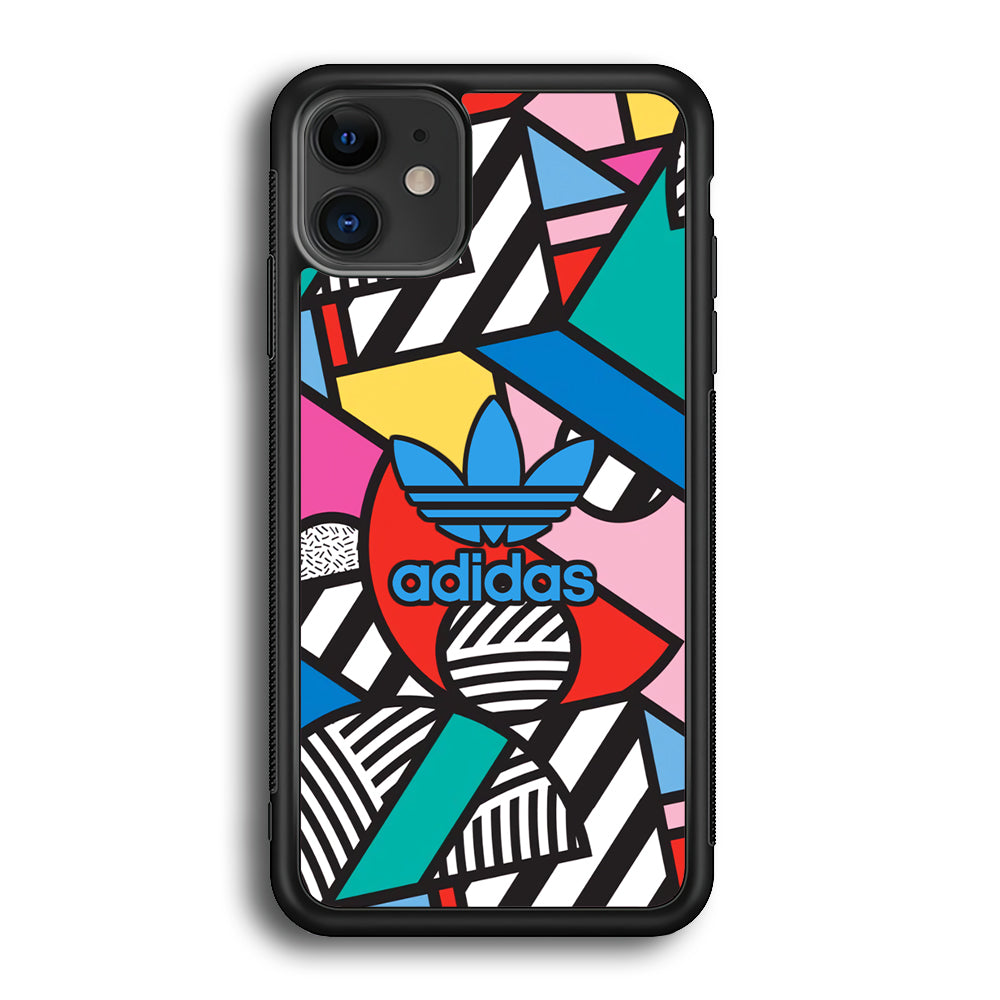 Adidas Collage of Shape Color iPhone 12 Case-Mobile Phone Case-Rubber Black (2D Case)-Altracase