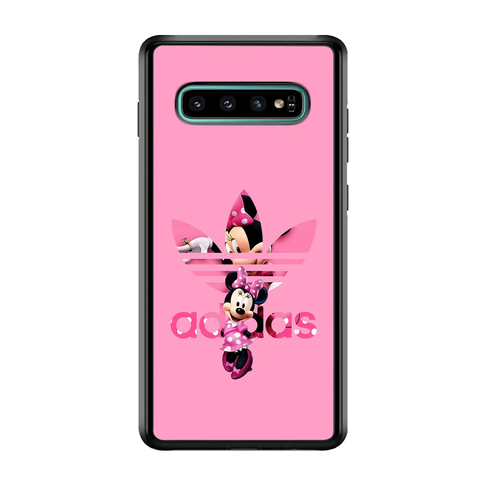 Adidas Cute Minnie Mouse Samsung Galaxy S10 Case-Mobile Phone Case-Rubber Black (2D Case)-Altracase