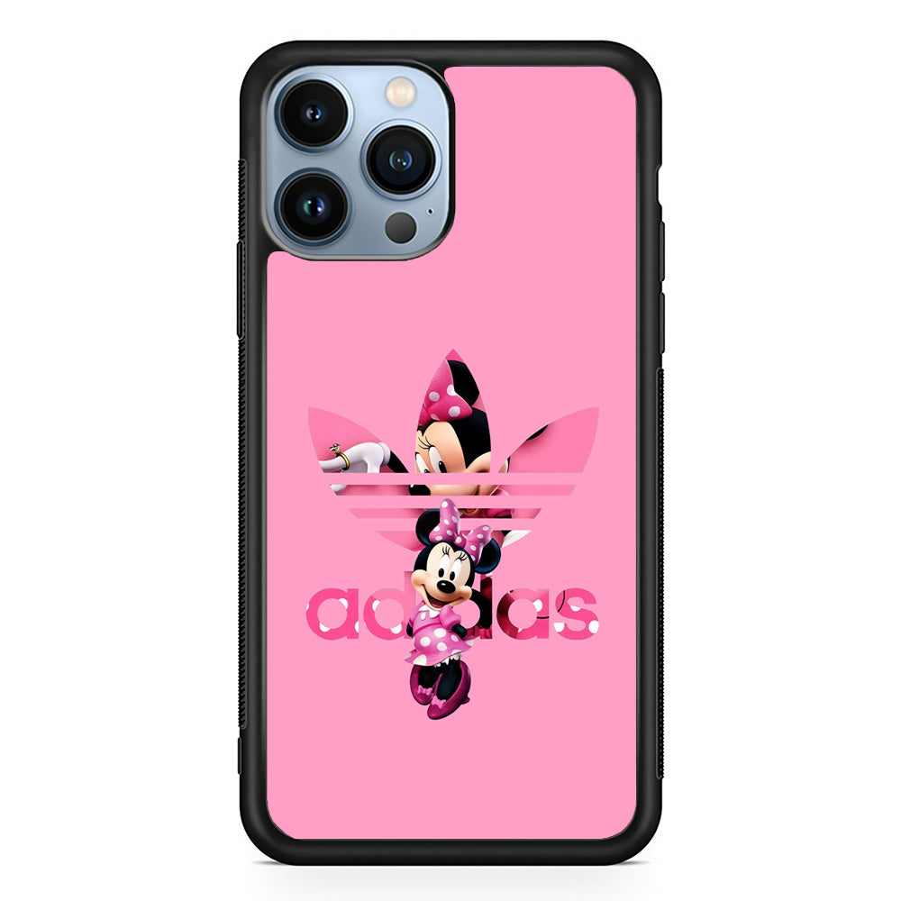 Adidas Cute Minnie Mouse iPhone 14 Pro Max Case-Mobile Phone Case-Rubber Black (2D Case)-Altracase