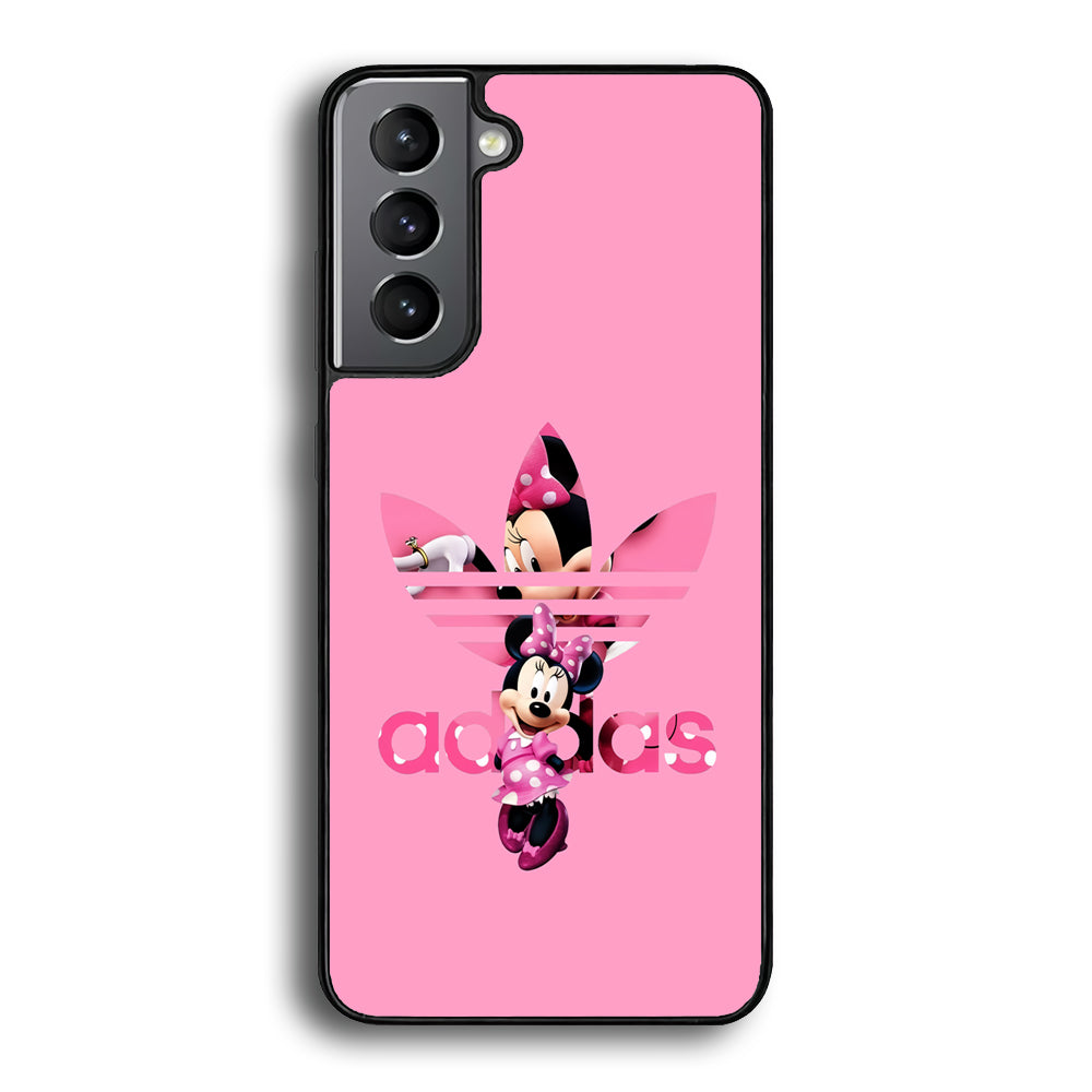 Adidas Cute Minnie Mouse Samsung Galaxy S21 Case-Mobile Phone Case-Rubber Black (2D Case)-Altracase