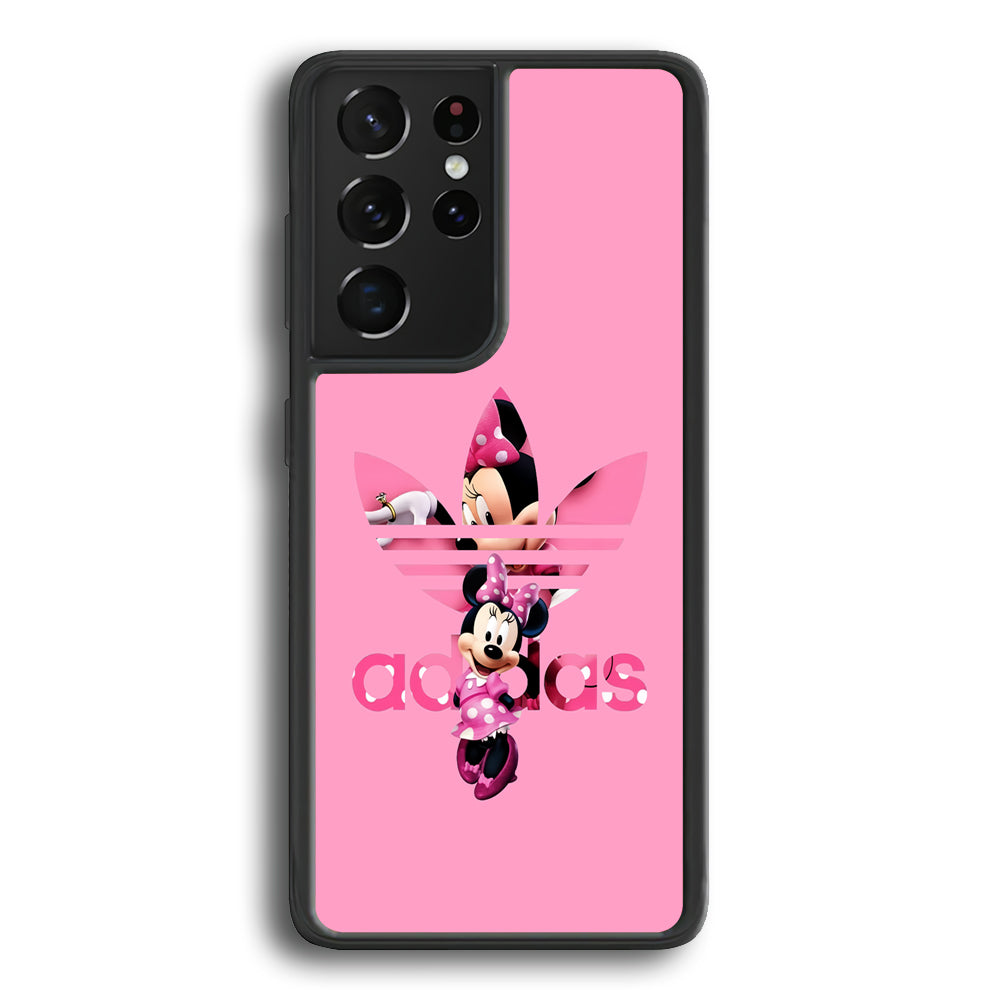 Adidas Cute Minnie Mouse Samsung Galaxy S24 Ultra Case-Mobile Phone Case-Rubber Black (2D Case)-Altracase