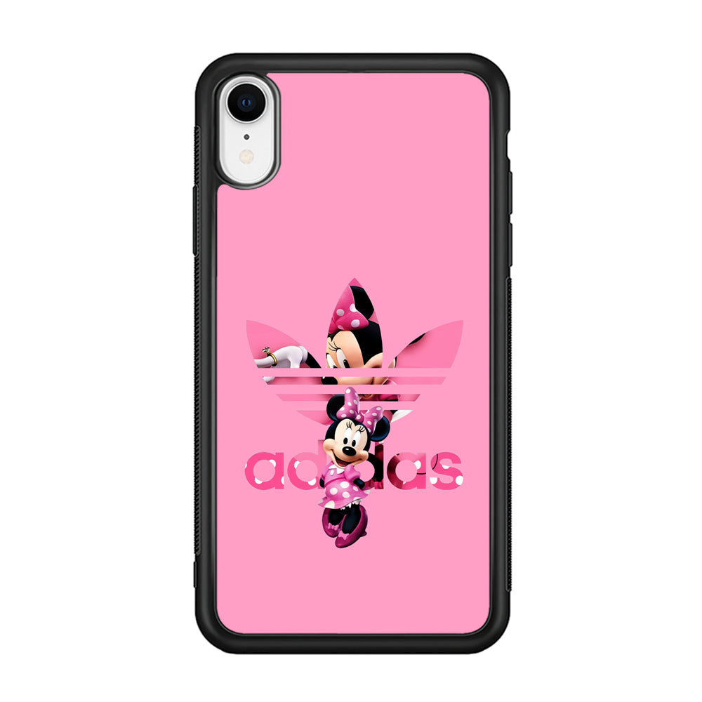 Adidas Cute Minnie Mouse iPhone XR Case-Mobile Phone Case-Rubber Black (2D Case)-Altracase