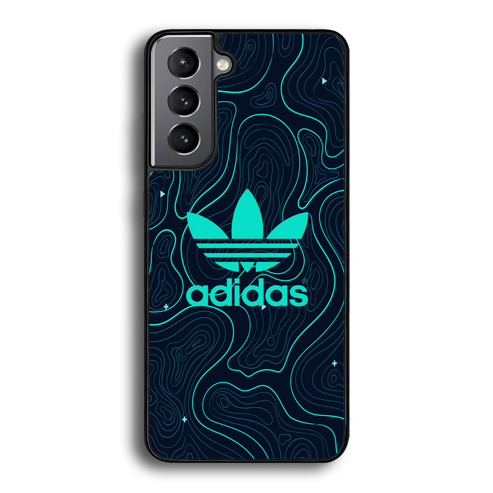 Adidas Glowing Blue Contour Samsung Galaxy S23 Plus Case-Mobile Phone Case-Rubber Black (2D Case)-Altracase