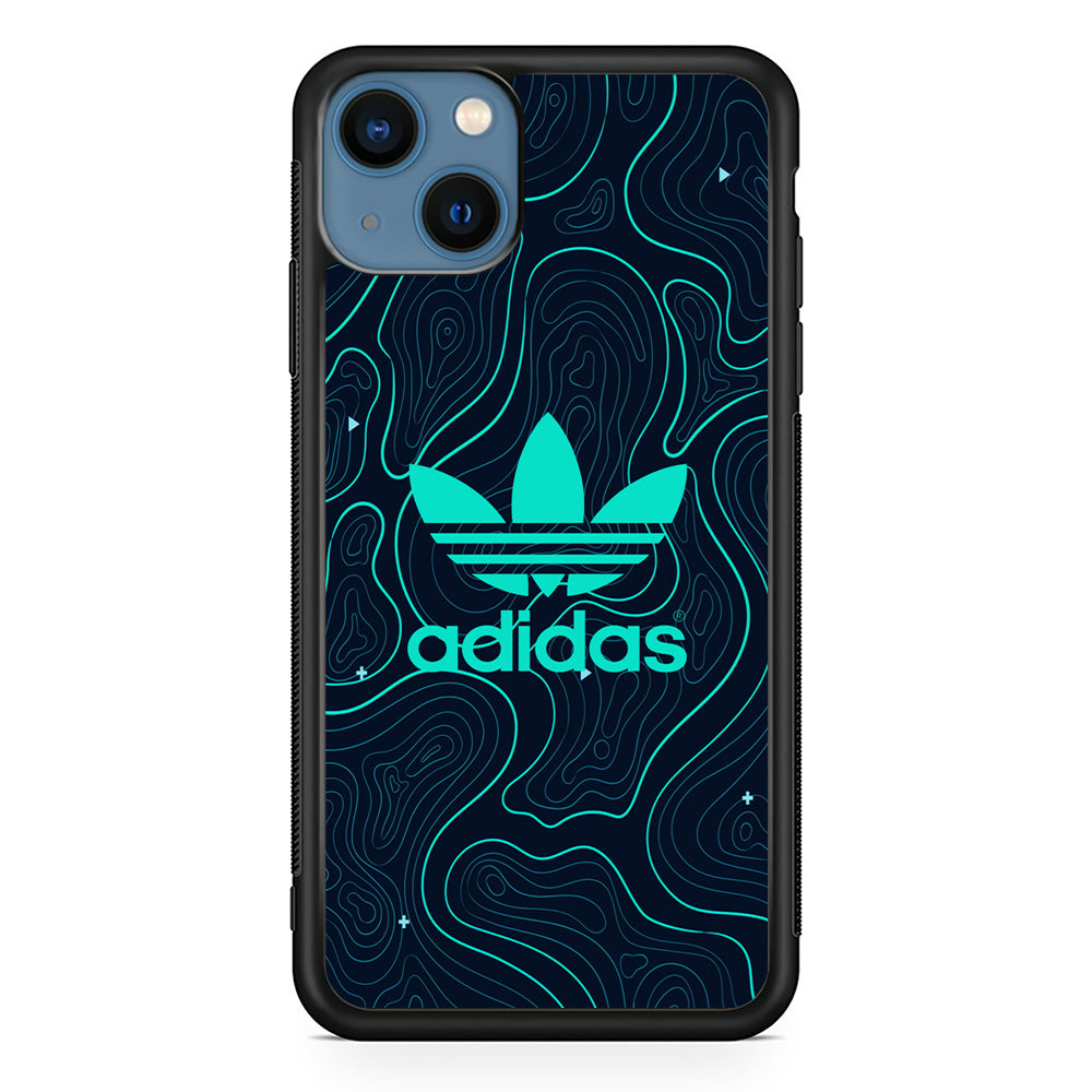 Adidas Glowing Blue Contour iPhone 13 Mini Case-Mobile Phone Case-Rubber Black (2D Case)-Altracase